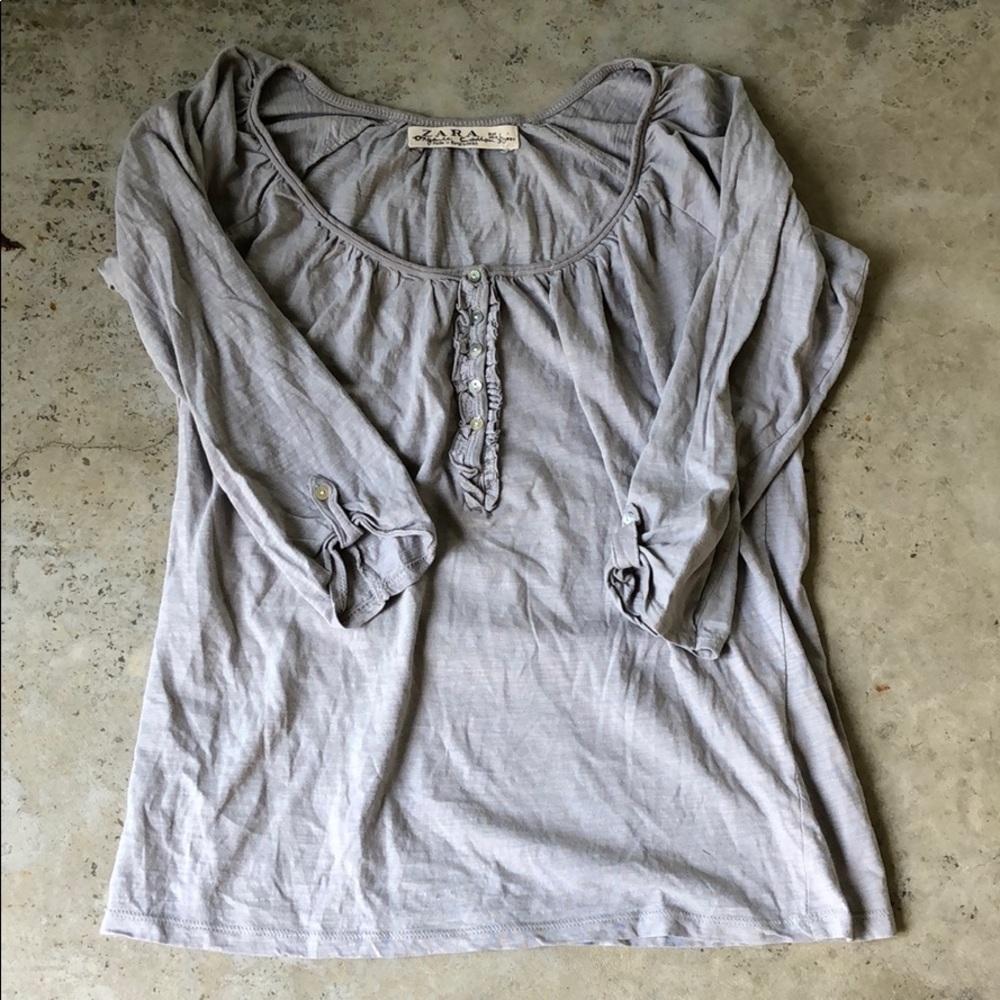 Zara Organic Scoop Neck Cotton Top - Large